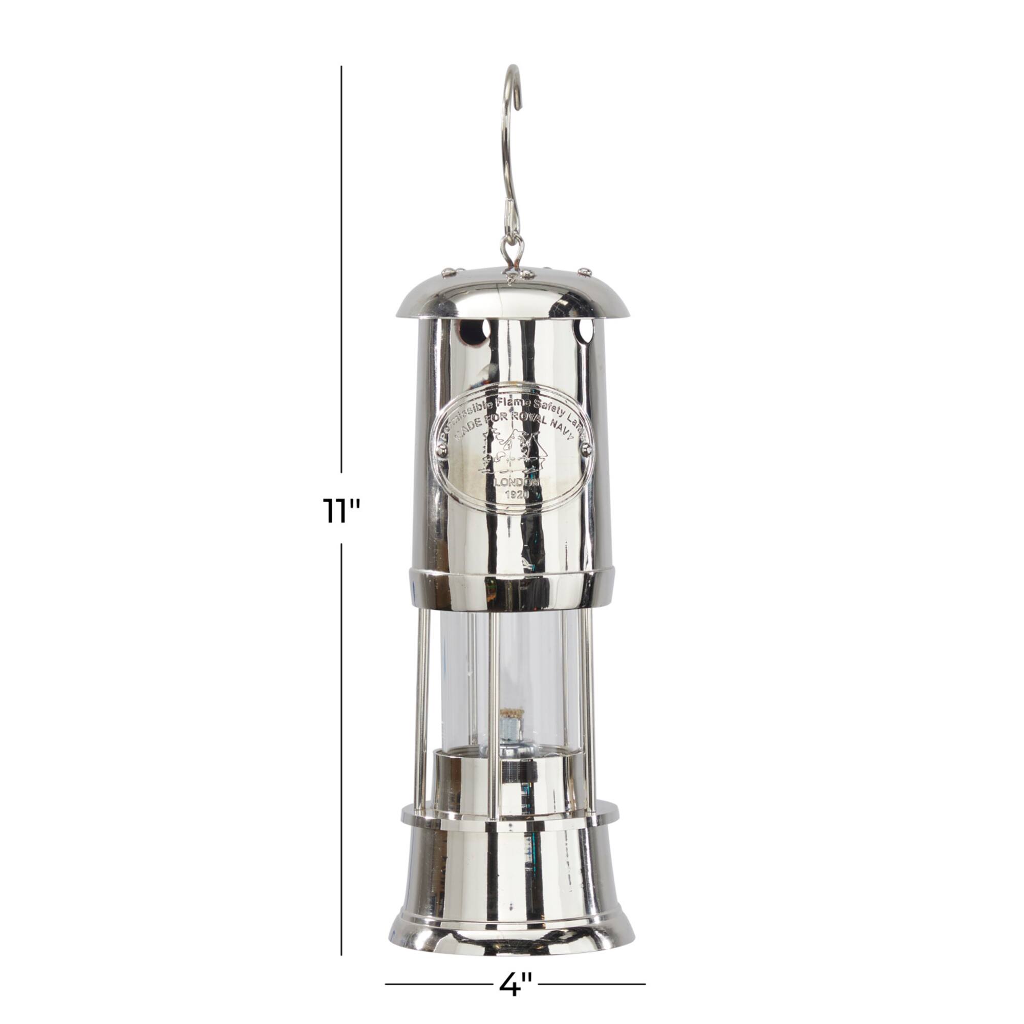 11" Silver Brass Candle Lantern